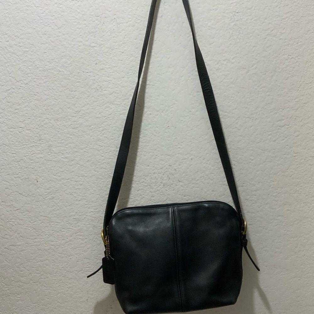VINTAGE COACH Black Leather Station Legacy Shoulder Crossbody #338 RARE